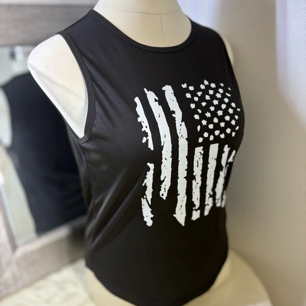 Black Muscle Tee with Graphic Design